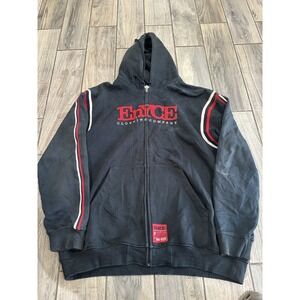 Enyce‎ Men's XXL Full Zip Hoodie Black Red White Stripe Cotton Blend Activewear